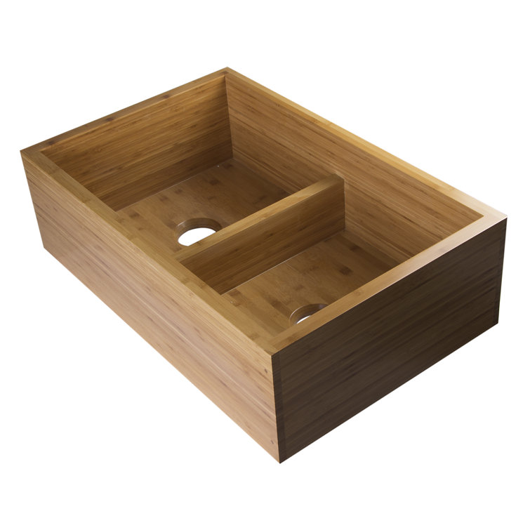 Eco-Friendly Bamboo Double Bowl Farmhouse Kitchen Sink