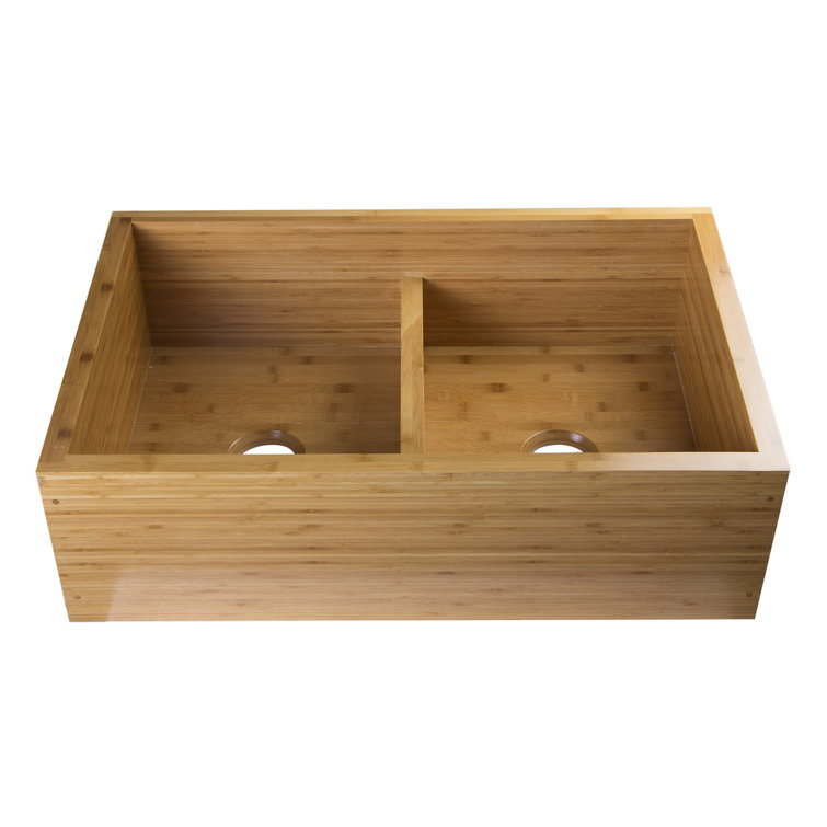 Eco-Friendly Bamboo Double Bowl Farmhouse Kitchen Sink
