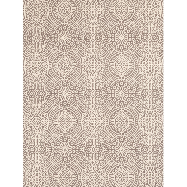 Ivory and Taupe Medallion Wool 8' x 10' Area Rug