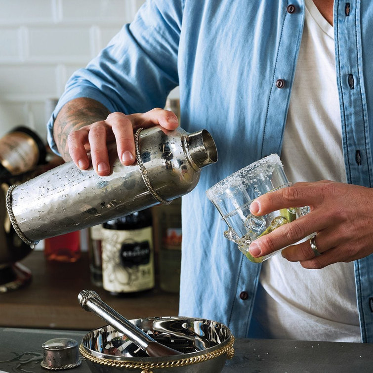 Hammered Stainless Steel Cocktail Shaker with Twisted Cord Trim