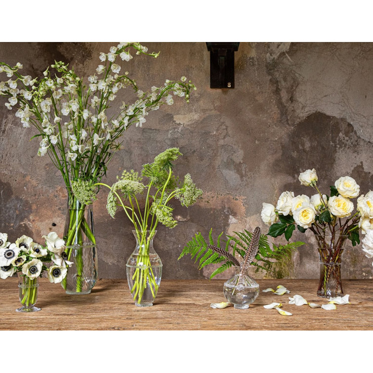 Clear Fluted Glass Trumpet Shape Table Vase