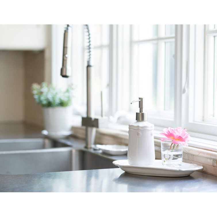Elegant Whitewash Ceramic and Stainless Steel 3-Piece Kitchen Set