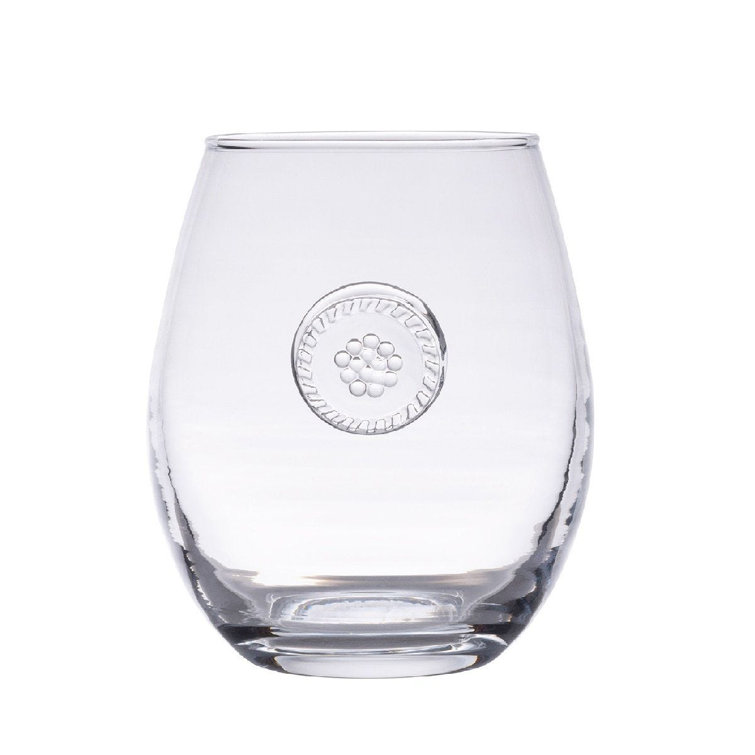 Clear Embossed Glass Stemless White Wine Glass