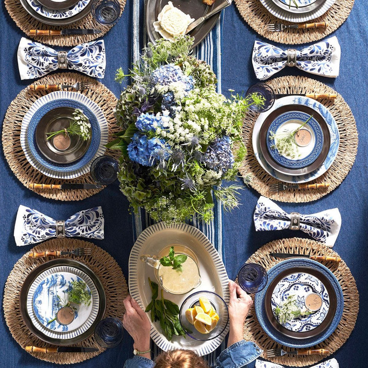 Windswept Delft Blue Hand-Painted Ceramic Dinner Plate