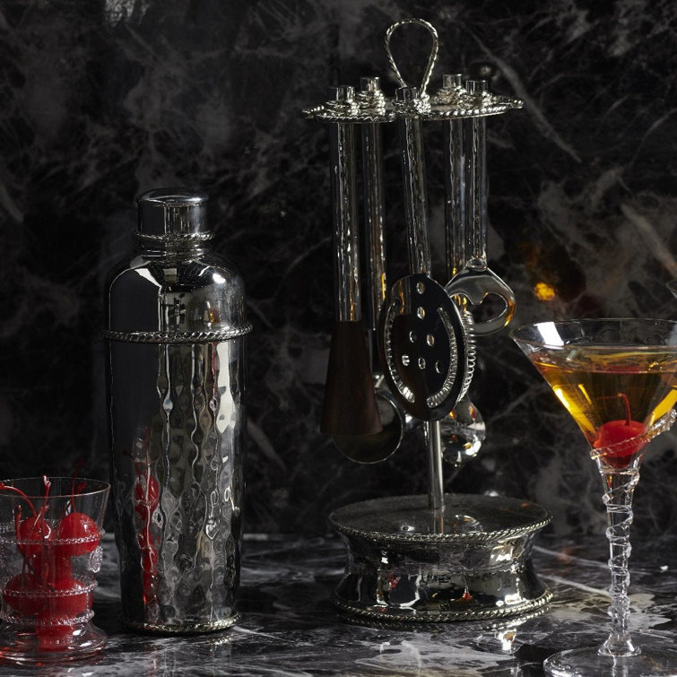 Hammered Stainless Steel Cocktail Shaker with Twisted Cord Trim