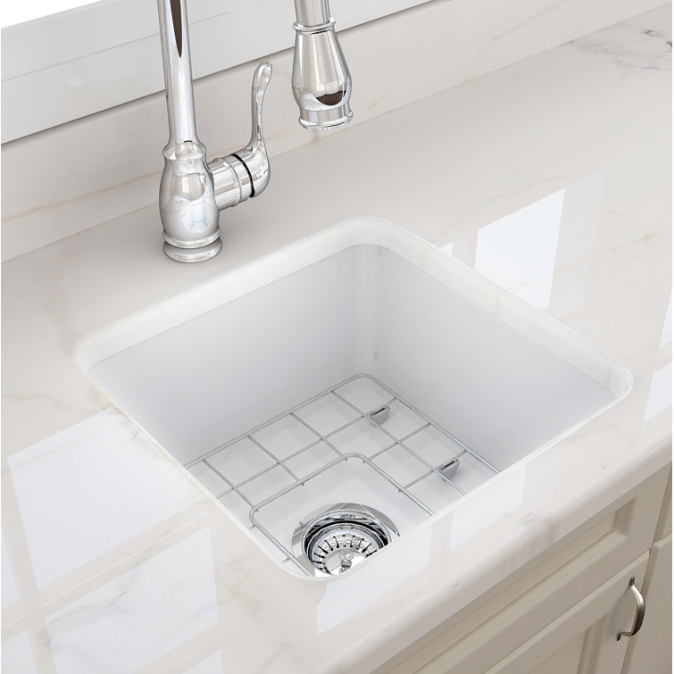 Matte White 18'' Fireclay Single Bowl Drop-in Kitchen Sink