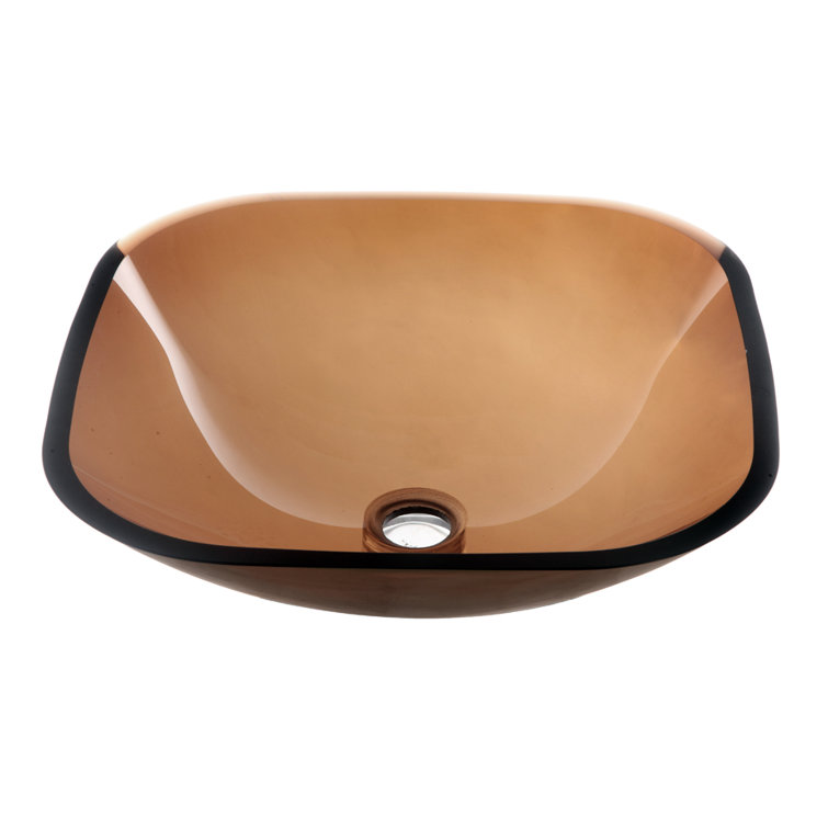 Brown Glass Square Above-Counter Vessel Sink