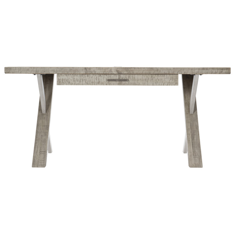Transitional Solid Wood Home Office Desk with USB Port, Gray