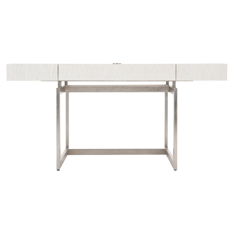 White Weathered Bone Wood Desk with Drawer and USB Port