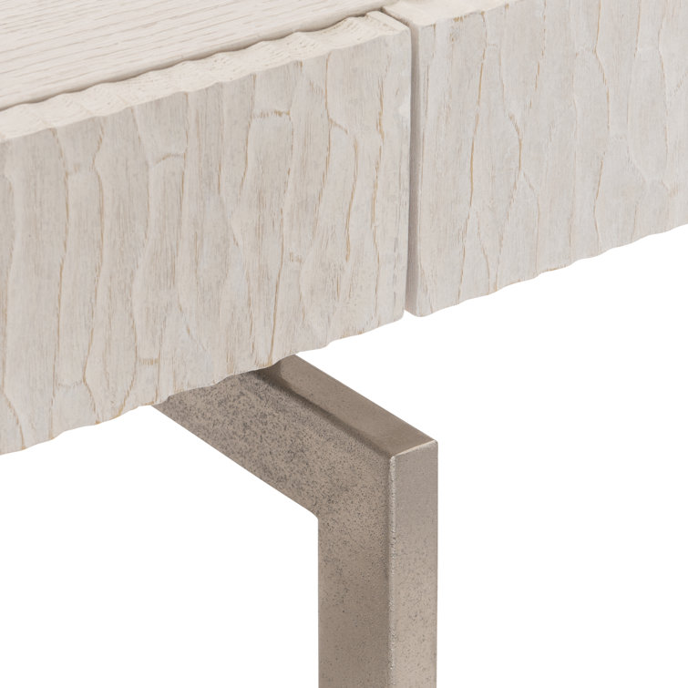 White Weathered Bone Wood Desk with Drawer and USB Port