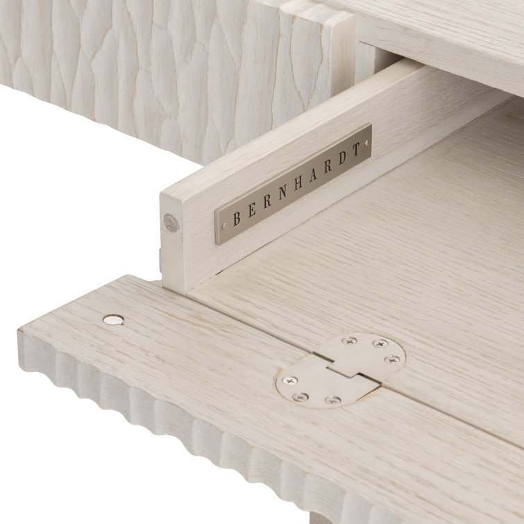 White Weathered Bone Wood Desk with Drawer and USB Port