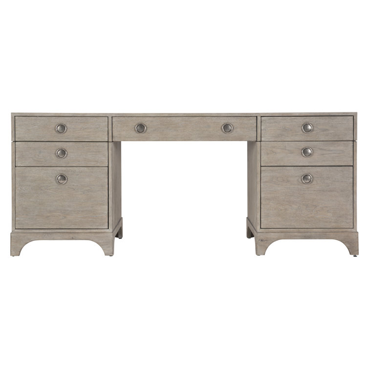 Forsyth Transitional Gray Solid Wood Executive Desk with USB Port