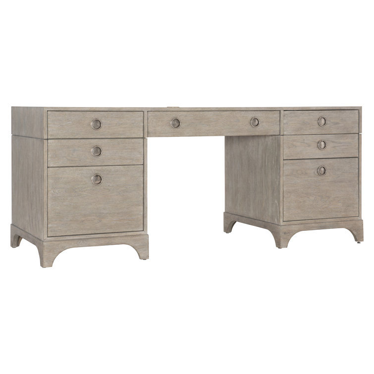 Forsyth Transitional Gray Solid Wood Executive Desk with USB Port