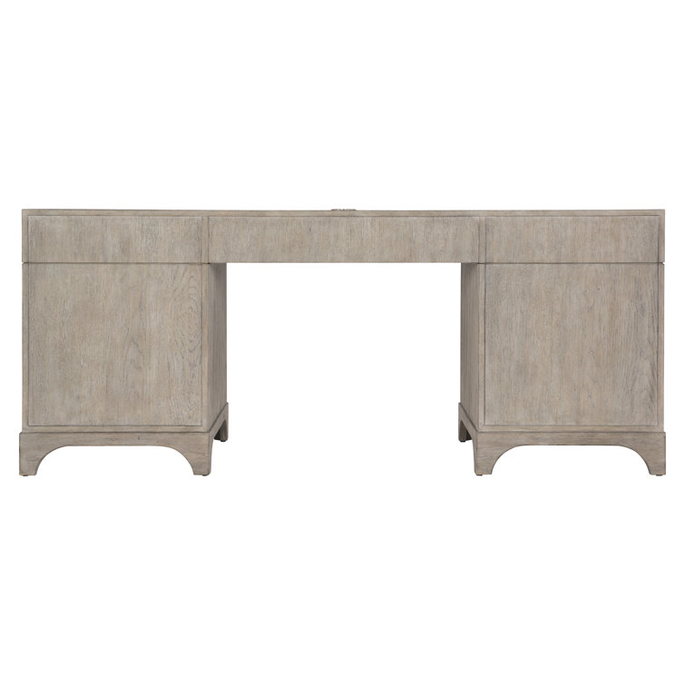 Forsyth Transitional Gray Solid Wood Executive Desk with USB Port