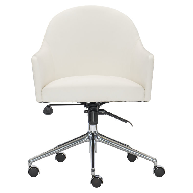 Halsey Transitional White Leather & Vinyl Task Chair