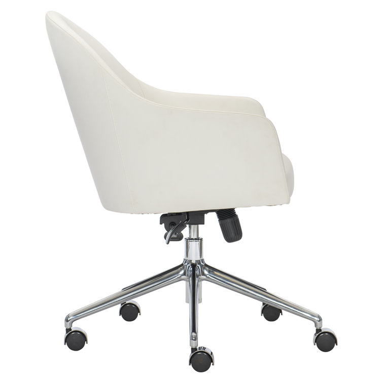 Halsey Transitional White Leather & Vinyl Task Chair