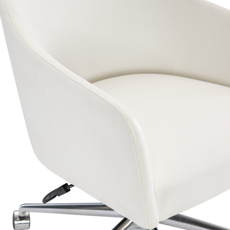 Halsey Transitional White Leather & Vinyl Task Chair