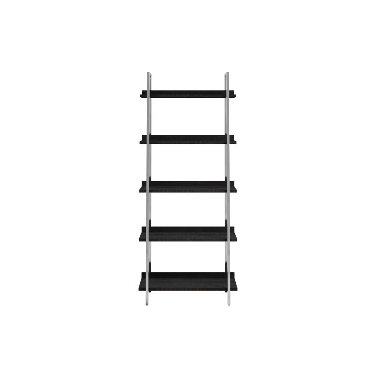 Coleman 70.75" Gray Wood and Stainless Steel Adjustable Etagere Bookcase