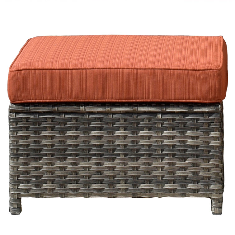7-Person Gray Steel Frame Patio Sofa Set with Orange Cushions