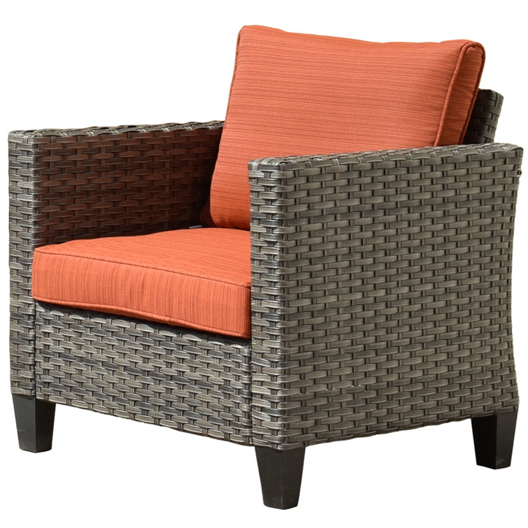 7-Person Gray Steel Frame Patio Sofa Set with Orange Cushions