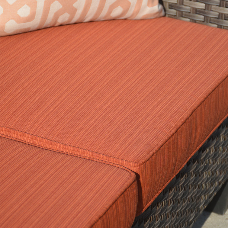 7-Person Gray Steel Frame Patio Sofa Set with Orange Cushions