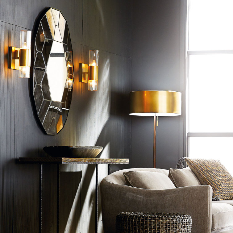 Callen 40.5'' Geometric Iron Framed Wall Mirror with Tortoiseshell Finish