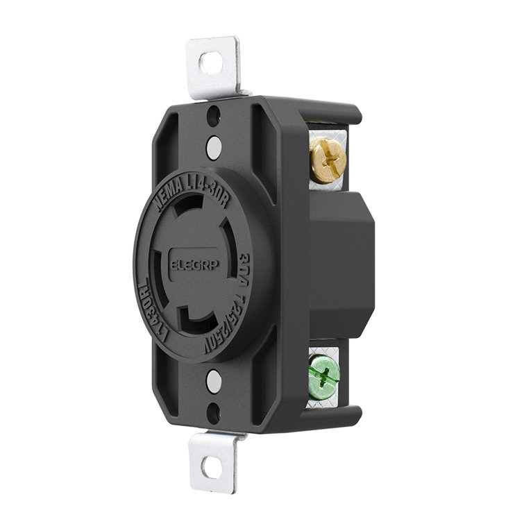 Black Nylon Tamper Resistant Single Outlet with Wall Plate