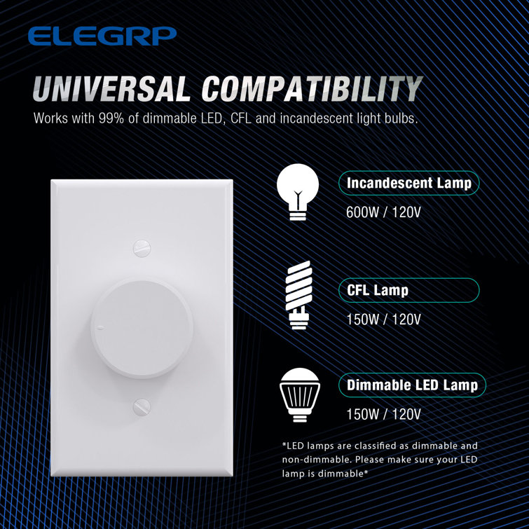 White and Ivory Rotary Dimmer Switch with Gloss Finish, 2-Pack