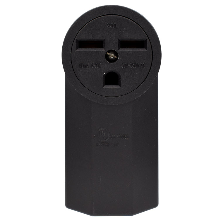 30 Amp Black Thermoplastic Tamper Resistant Single Outlet