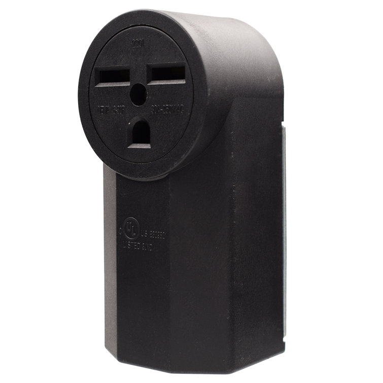 30 Amp Black Thermoplastic Tamper Resistant Single Outlet
