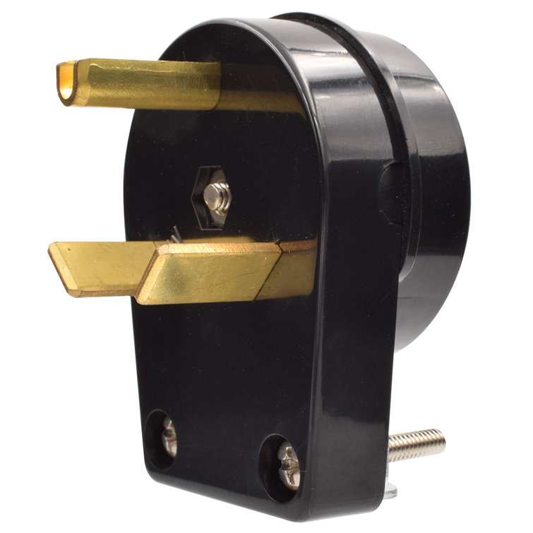 Black 50 Amp Tamper Resistant Single Outlet Plug