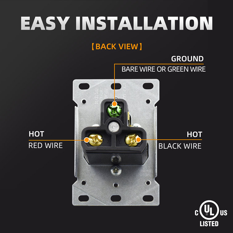 30 Amp Black Thermoplastic Tamper Resistant Single Outlet