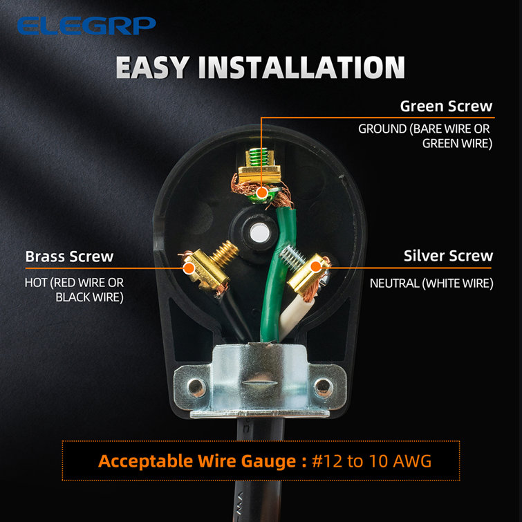 Black 50 Amp Tamper Resistant Single Outlet Plug
