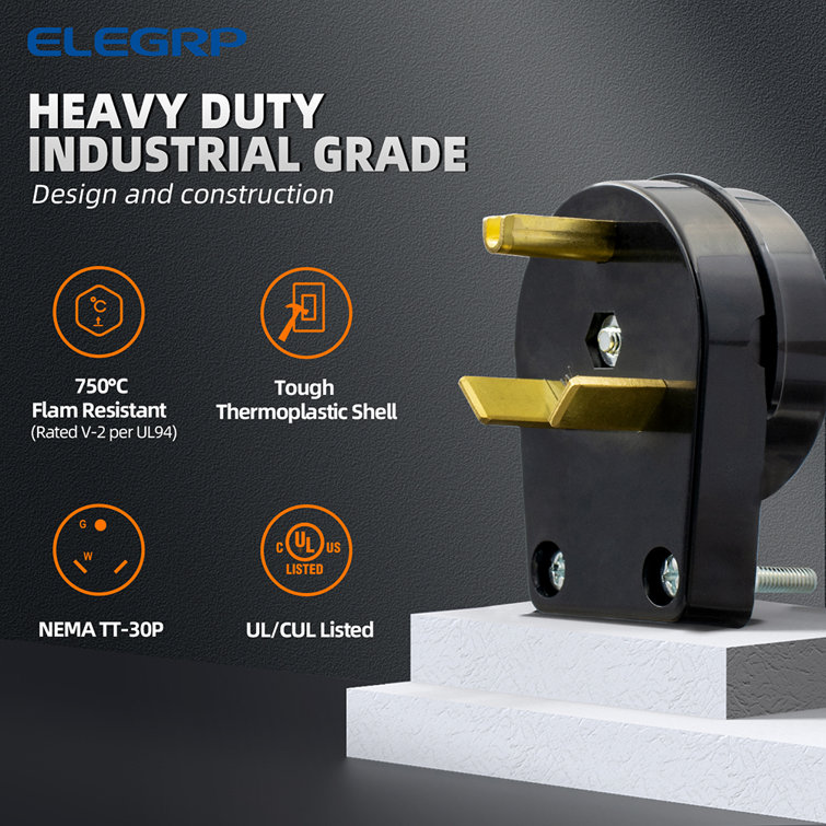 Black 50 Amp Tamper Resistant Single Outlet Plug