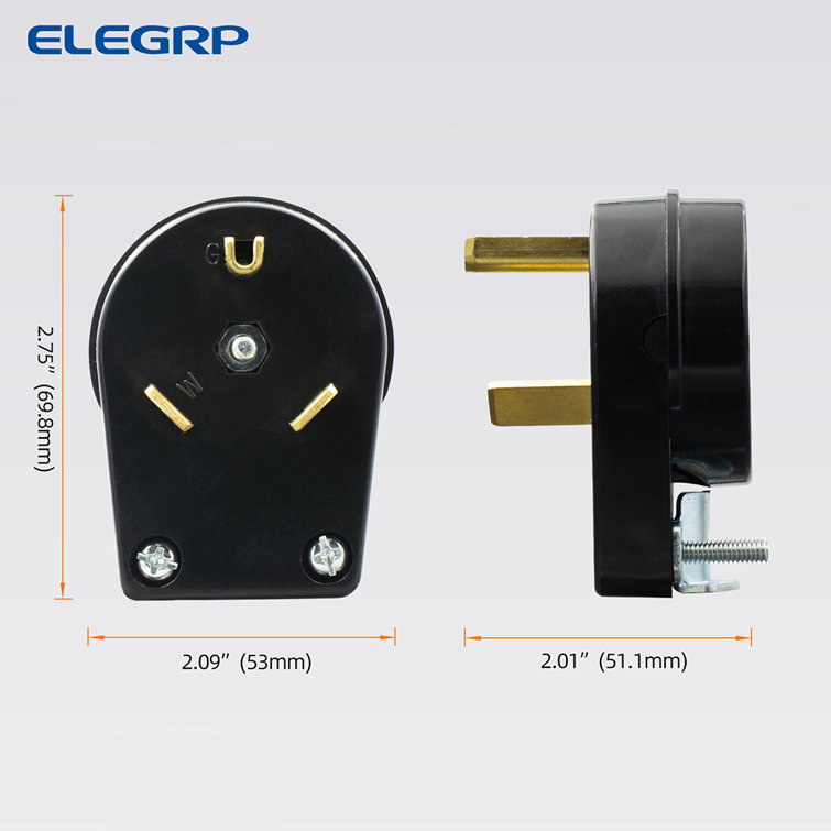 Black 50 Amp Tamper Resistant Single Outlet Plug