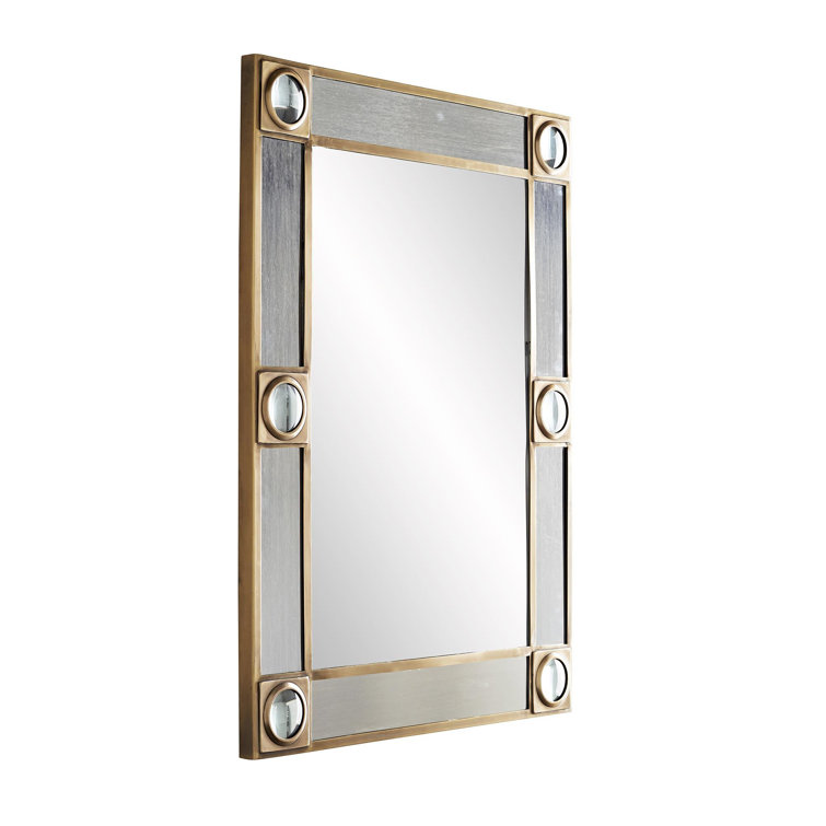 Baldwin 40'' Rectangular Silver Steel Blue Wall Mirror