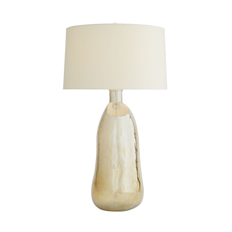 Modern Irregular Mouth Blown Glass Table Lamp with Putty Shade