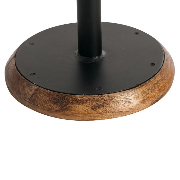 Brown Wood and Metal Swivel Counter Stool