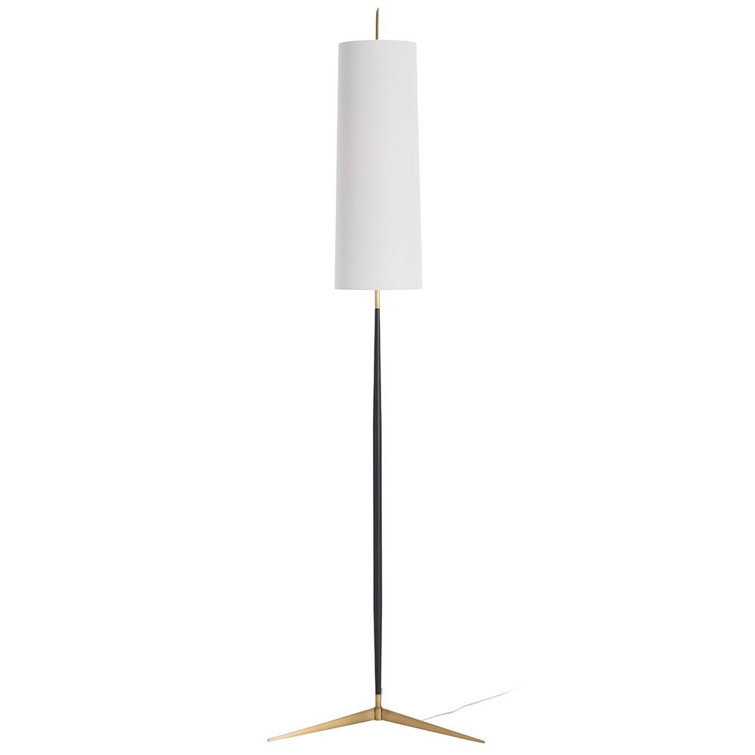 Bronze and Brass 57" Floor Lamp with Linen Shade