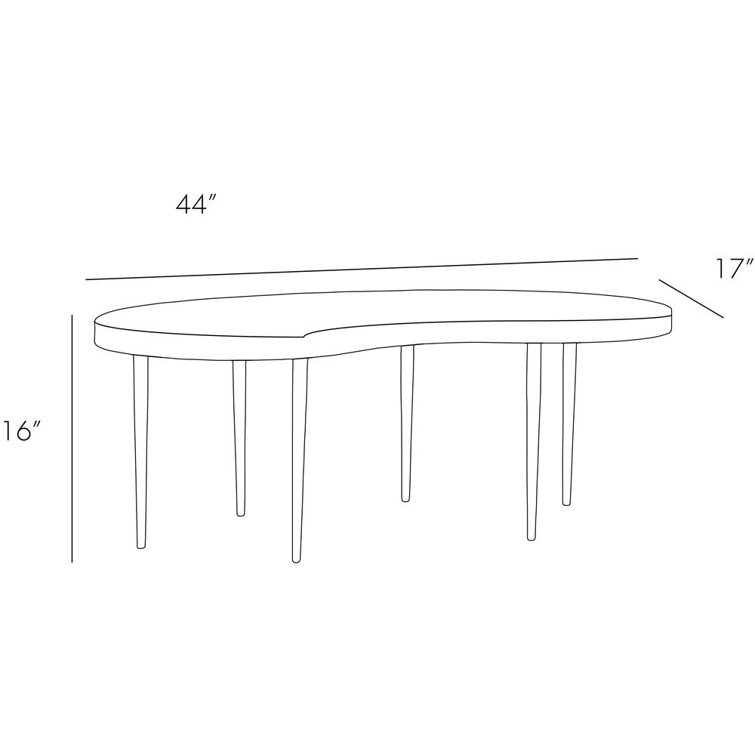 Sloan 44'' Vintage Brass and Natural Iron Kidney-Shaped Cocktail Table
