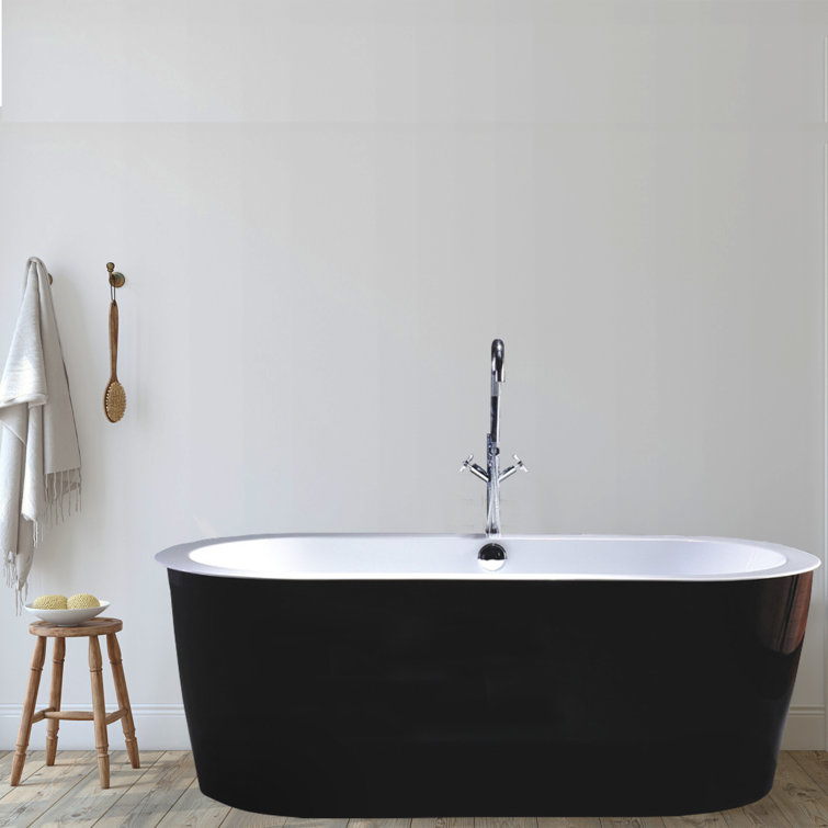 67.7" Black and White Acrylic Freestanding Bathtub