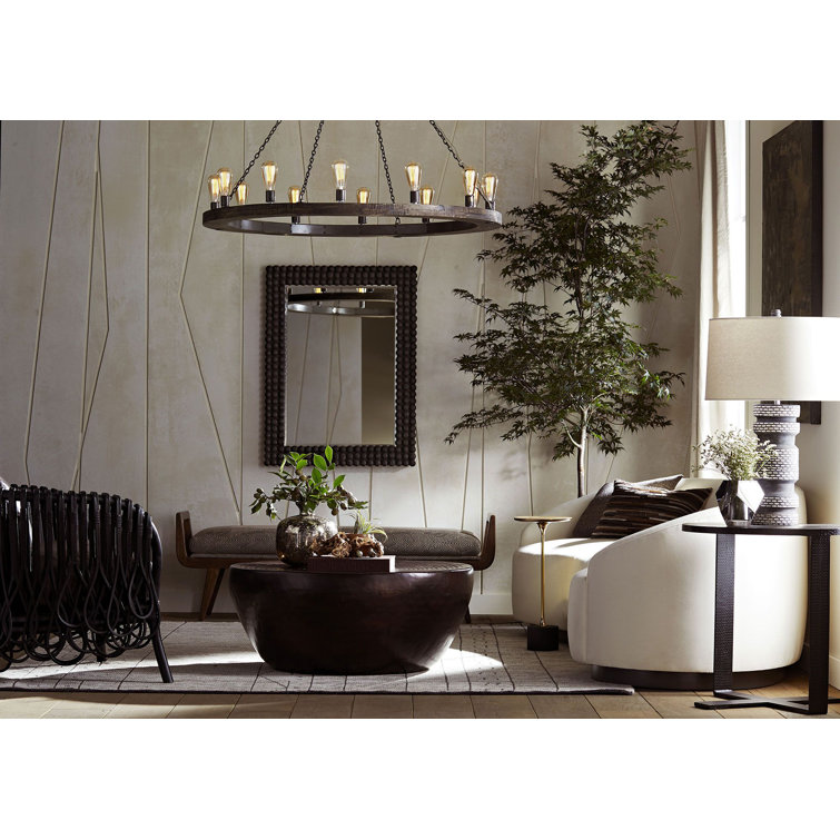Paxton Full-Length Rectangular Bronze and Wood Floor Mirror