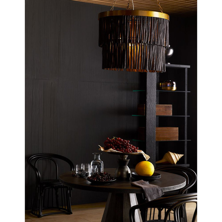 Songhai 47.5" Round Dark Ash Wood Dining Table