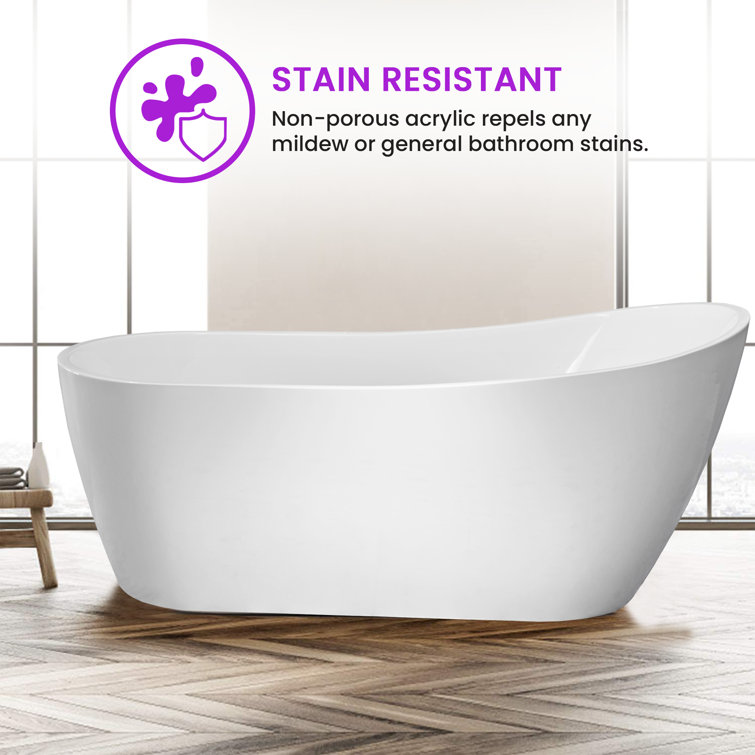 Amara 59'' White Acrylic Freestanding Soaking Bathtub