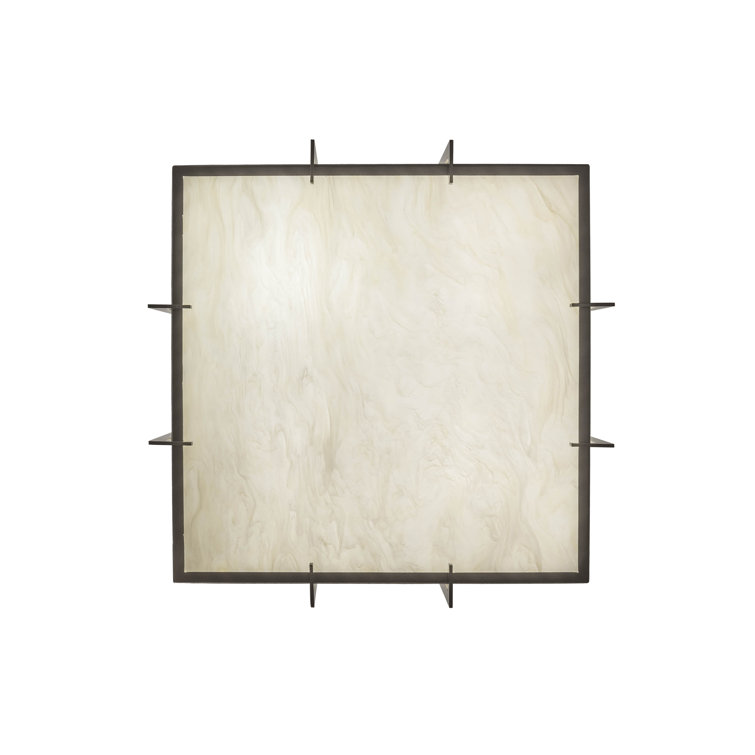 Spalding Bronze Square 4-Light Indoor/Outdoor Pendant with Beige Idalight Lens