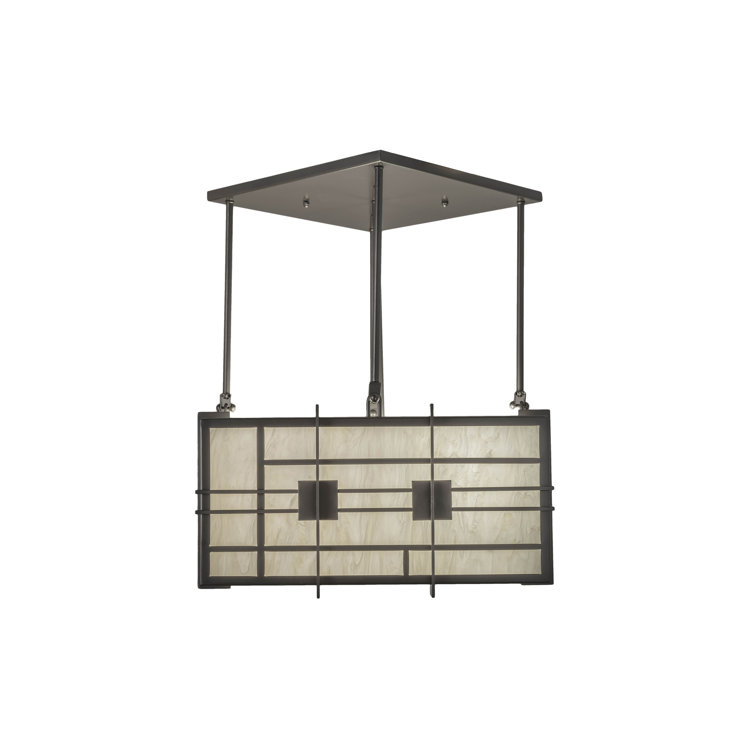 Spalding Bronze Square 4-Light Indoor/Outdoor Pendant with Beige Idalight Lens