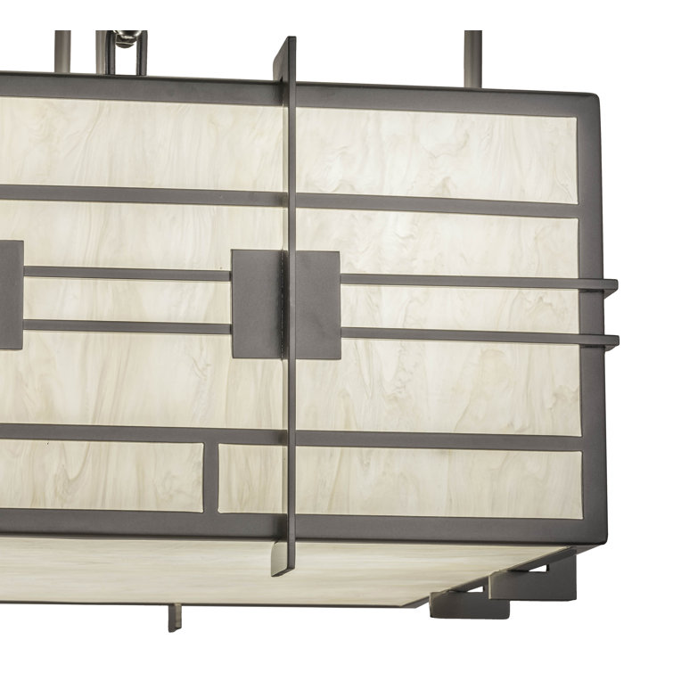 Spalding Bronze Square 4-Light Indoor/Outdoor Pendant with Beige Idalight Lens