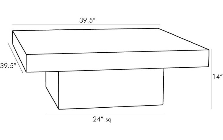 Campbell 39.5'' Charred Blackened Wood Square Coffee Table