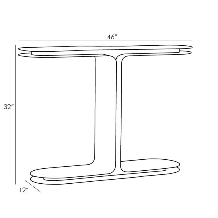 Alberto Handcrafted Bronze Iron Double-Layer Console Table with Glass Top