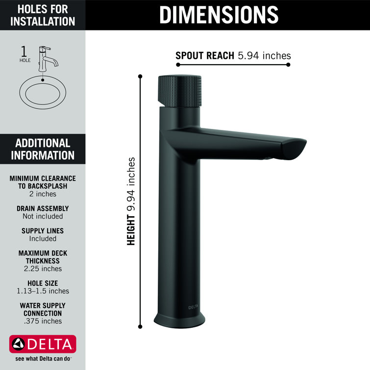 Matte Black Modern Single Hole Bathroom Faucet